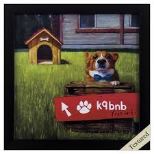 Neutral Dog House Air Bnb Framed Art