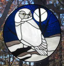 Stained Glass Snowy Owl Suncatcher
