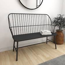 Black Metal Traditional Outdoor Bench