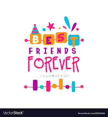 Best Friend Forever Logo Template With Lettering Vector Image