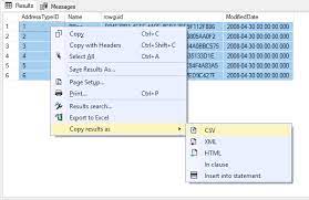 how to export sql server data to a csv file