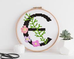 Flowers Template Cross Stitch Alphabet Pattern Personalized Modern Xstitch Font Chart Letters Pattern Instant Download
