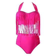 Lelinta Womens Two Piece High Waist Bottoms Braided Fringe Top Bikini Swimwear Plus Size Swimsuit