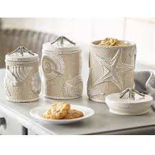 Kitchen canisters jars you ll love wayfair kitchen canisters jars. Sand Nautilus Canister Set Ocean Home Decor Beach House Accessories Seaside Decor