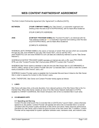 Web Content Partnership Agreement Template Word Pdf By