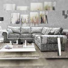 Silver Velvet Corner Sofa Large