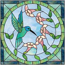 Humming Bird Facing Right Stained Glass