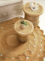 jute rug natural round reversible
