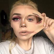 this woman s pulled skin makeup is