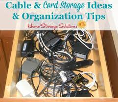The cables are all doubled over and originally were all individually held together with wire cable twists (the kind you get on loaves of bread ;o). Cable Cord Storage Ideas Organization Tips