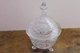 Vintage Crystal Clear Glass Candy Dish