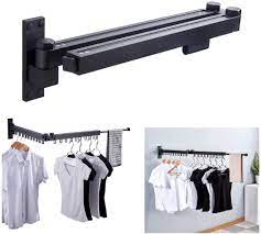 Wall hanging racks for clothes. Buy Wall Mounted Space Saver Retractable Fold Away Clothes Drying Rack Clothes Hanger For Indoor Outdoor Balcony Laundry Bathroom And Bedroom Easy To Install Black Online In Turkey B07y8bcx1v