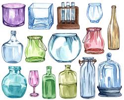 Watercolor Set Of Glass Bottles
