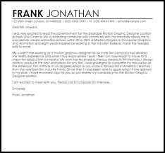 Graphic designer cover letter sample 1: Motion Graphic Designer Cover Letter Sample Cover Letter Templates Examples
