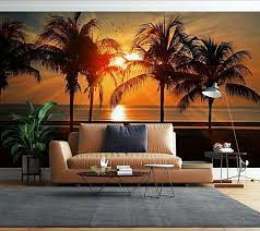 Beach Silhouette Sunset 3d Wall Mural