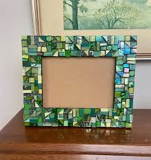 Glass Mosaic Picture Frame Green With