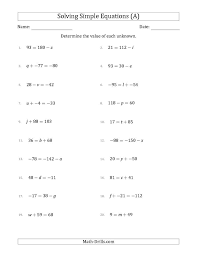 The Solving Simple Linear Equations
