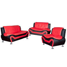 Black Leather Three Piece Sofa Set