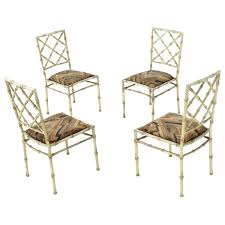 Patio high top dining sets. Set Of Four Solid Cast Aluminium Faux Bamboo Dining Chairs For Sale At 1stdibs