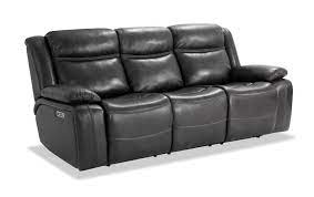 leather power reclining sofa gray color