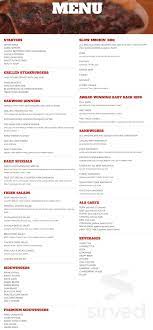 menu for oakwood smokehouse grill in