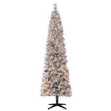 For a more elegant take on the classic christmas theme, stick with basic ornaments and don't overload. Home Accents 7 5 Ft Pre Lit Led Flocked Lexington Pencil Artificial Christmas Tree With 2 The Home Depot Canada