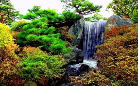 Hd Wallpaper Garden Waterfalls Scenic
