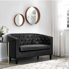 Emma Loveseat Naomi Home Upholstery Color Black Faux Leather