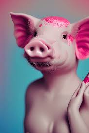 pop art baby pig with lipstick