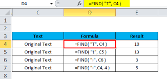 find function in excel formula