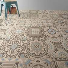 Ivy hill tile contempo 4 in. Vinyl Flooring Sheet Lino Felt Backed Tile Effect Blue Moroccan Style Safi 04 Ebay