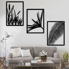 3 Pieces Reed Wooden Wall Art Nature