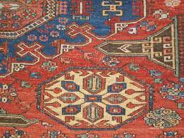 antique caucasian soumak rug of three