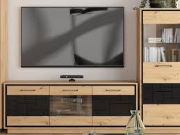 Tv Cabinet Unit Glass Display Front Oak