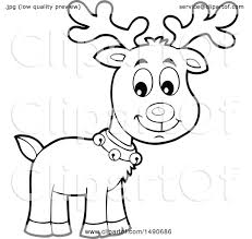 Reindeer art black and white. Clipart Of A Black And White Christmas Reindeer Royalty Free Vector Illustration By Visekart 1490686