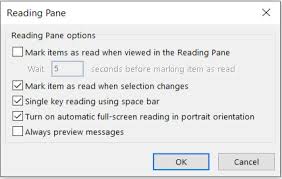reading pane to preview messages