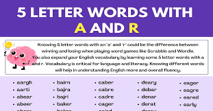 common 5 letter words with a and r in