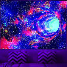 Blacklight Tapestry Galaxy Space Tunnel