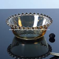 beaded edge glass salad bowls with