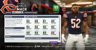 Madden 19 Chicago Bears Player Ratings Roster Depth Chart