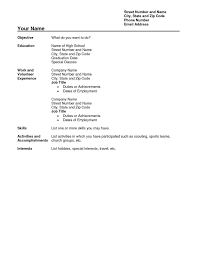 Resume Template For High School Students With No Work Experience    