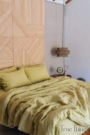 Chartreuse Yellow Linen Bedding Set 1