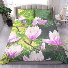 magnolia flowers duvet cover and pillow