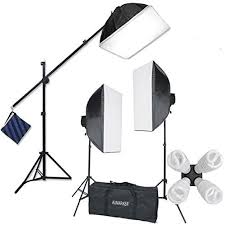 Amazon Com Studiofx H9004sb2 2400 Watt Large Photography Softbox Continuous Photo Lighting Kit 16 X 24 Boom Arm Hairlight With Sandbag H9004sb2 By Kaezi Camera Photo