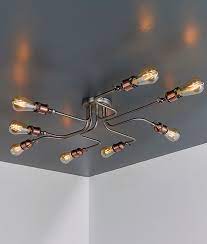 8 Light Flush Ceiling Light In Copper
