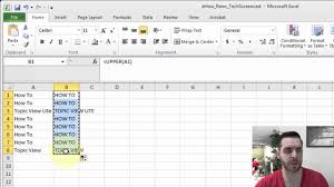 convert a column to all caps in excel