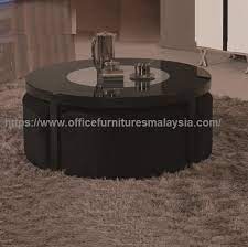Black Round Coffee Table With Seating