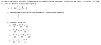 Find Sets Of Parametric Equations And