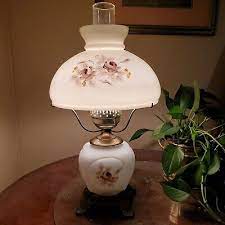 Vintage 3 Way Milk Glass Hurricane Lamp