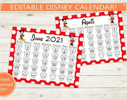 2021 calendar with holidays, notes space, week numbers 2021 or moon phases in word, pdf, jpg, png. Mickey Calendar Etsy